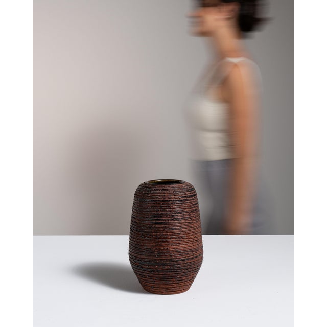 1960s 1960s German Dark Brown Ceramic Spara Keramik Vase For Sale - Image 5 of 15