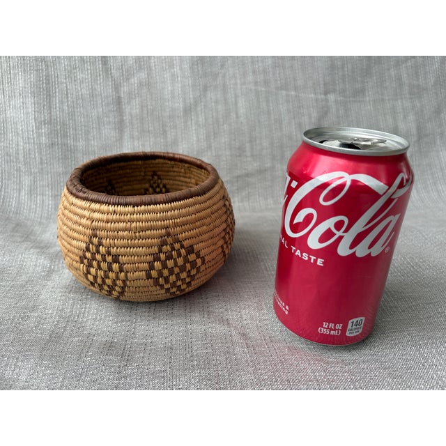 Woven Vintage Geometric Coil Basket For Sale - Image 12 of 15