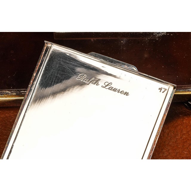 Silver Rare Vintage Ralph Lauren Purple Label Engine Turned Sterling Silver Luxury Business Card Case For Sale - Image 8 of 13