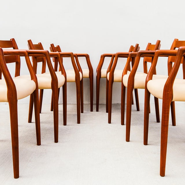1970s Restored Niels Moller Model 67 Danish Modern Dining Chairs in Teak & Leather For Sale - Image 15 of 18