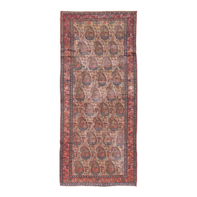 Late 19th-Century Antique Persian Paisley Seneh Malayer Rug With Large Paisley Field 4'0"x9'2" For Sale