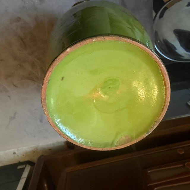 Green 1950s Mid-Century Modern Apple Green and Gold Ceramic Vase From Sesto Fiorentino For Sale - Image 8 of 12