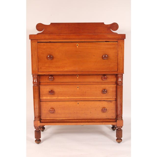 Traditional Early 19th Century American Empire Cherry Wood Chest of Drawers For Sale - Image 3 of 13