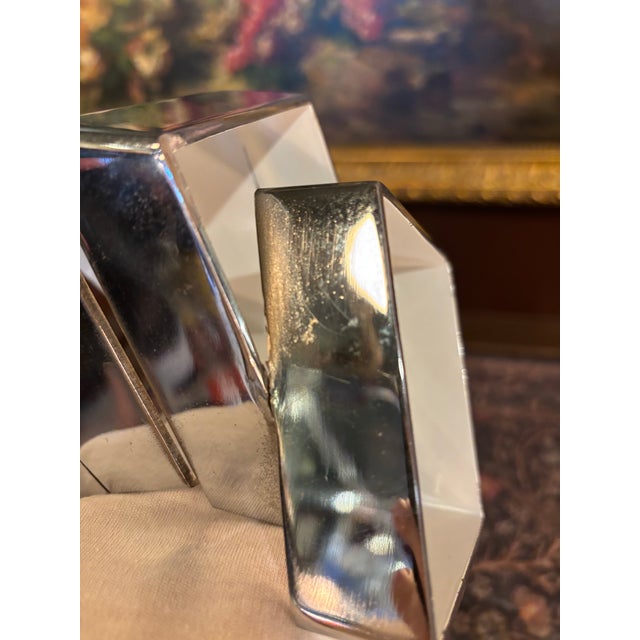 Silver Beverly Pepper Stainless Steel & Enamel Sculpture With 1969 Exhibition Catalogue. American Modernist Sculpture | 8" X 8" X 4" [Gt] For Sale - Image 8 of 12