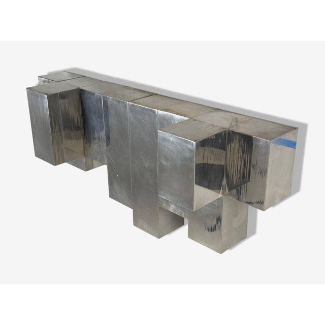 1980s Paul Evans Style, Patchwork Chrome, Mirrored Wall Shelf, Usa, 1980s For Sale - Image 5 of 7