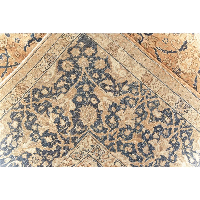 Blue Fine Antique Persian Tabriz Handmade Wool Carpet For Sale - Image 8 of 9