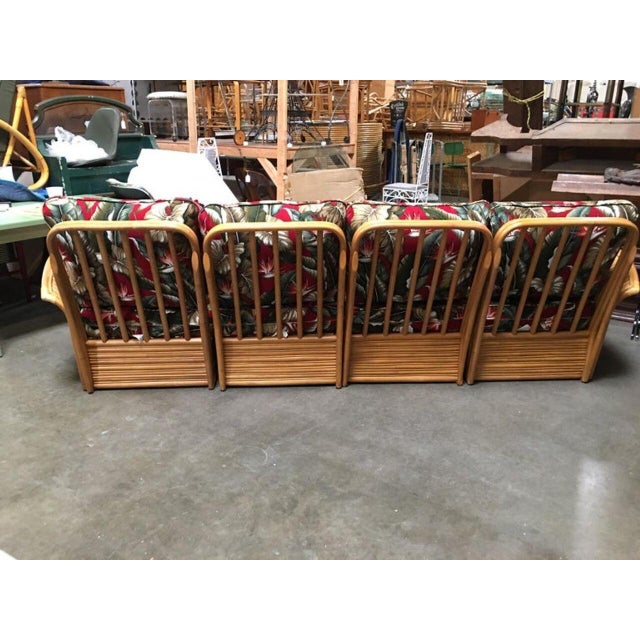 Restored Art Deco Style Rattan Fan Arm Four-Seat Sectional Sofa For Sale - Image 4 of 4