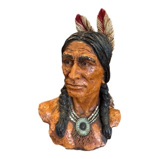 Native American Chief Bust by v. Kendrick, Signed For Sale