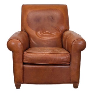 Ethan Allen Brown Leather Lounge Chair – Comfortable Classic Style For Sale