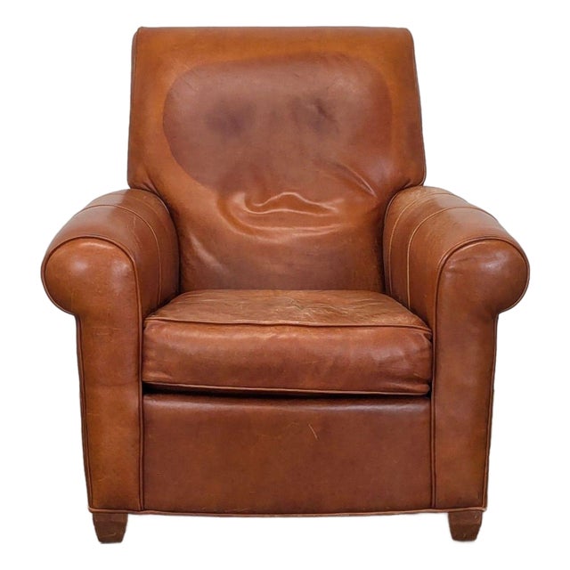 Ethan Allen Brown Leather Lounge Chair – Comfortable Classic Style For Sale