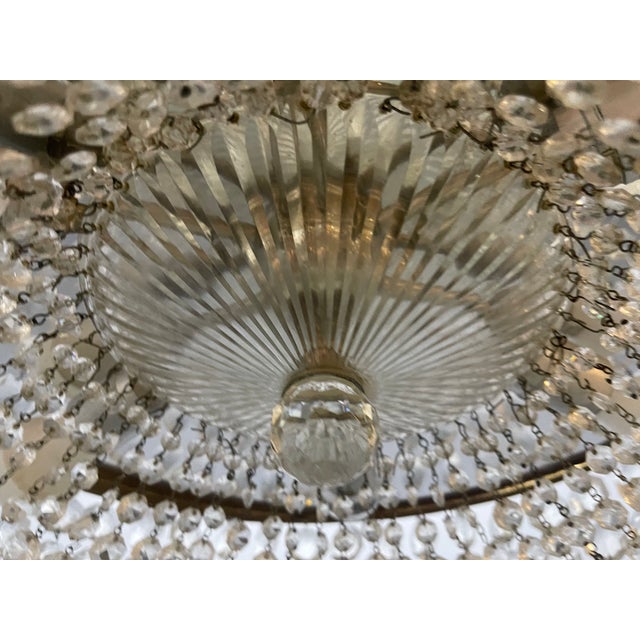 Metal Vintage Crystal Brass Pendant Light, 1960s For Sale - Image 7 of 17