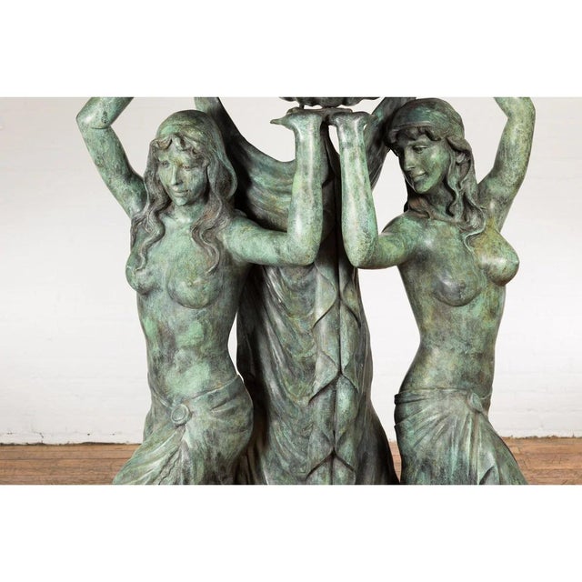 Bronze Greco Roman Inspired Three Nymph Fountain For Sale - Image 13 of 18