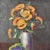 Flowers artwork, oil painting, floral vase painting which represents Yellow Daisies. It also has a golden frame realised...