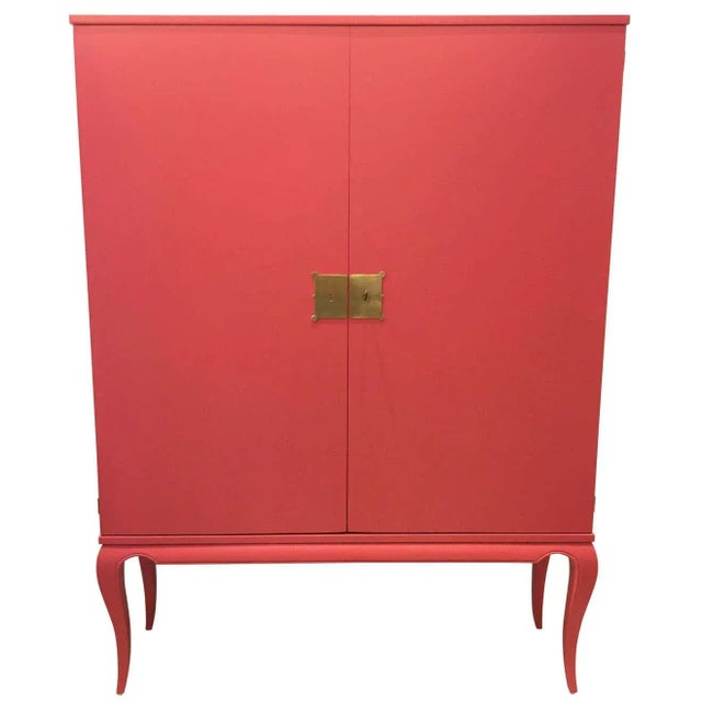 Red Stunning Maison Jansen Two-Door Cabinet For Sale - Image 8 of 8