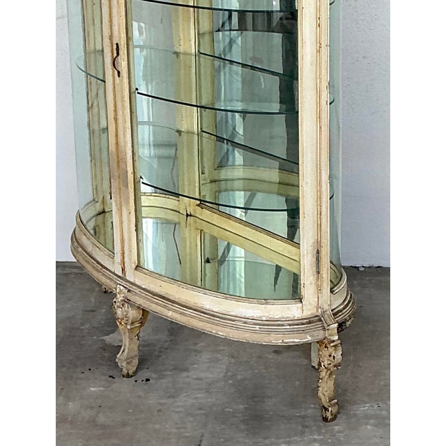 Vintage Curved Glass Display Cabinet For Sale - Image 4 of 12