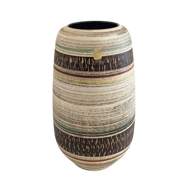Mid-Century Modern Large Mid-Century Sgraffito Ceramic Vase by Spara, West Germany, 1950s For Sale - Image 3 of 8
