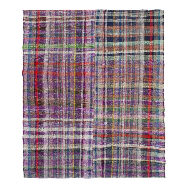 Purple Vintage Turkish Rag Rug - 6`7" X 7`10" For Sale