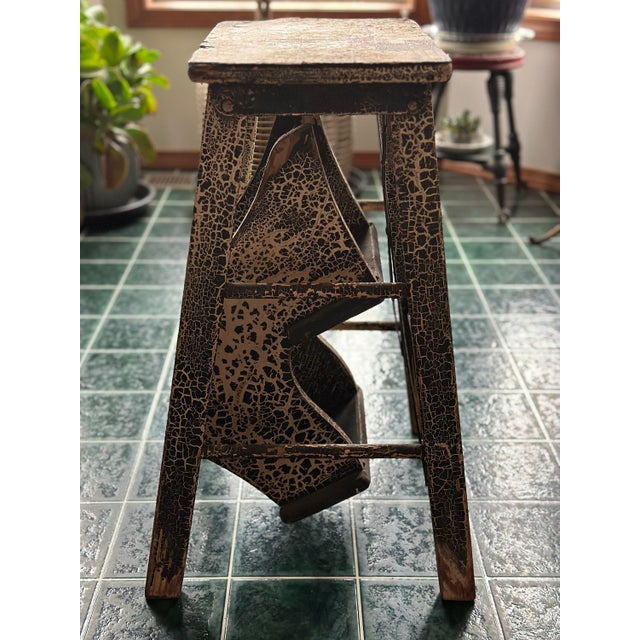 Brown MCM Art Deco Fold-Out Step Stool For Sale - Image 8 of 10