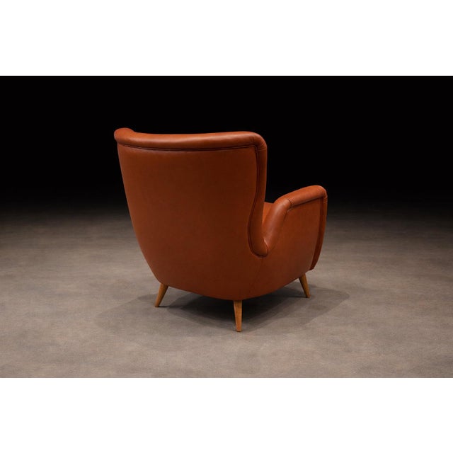 Carlo Hauner Brazilian Modern Armchair with Ottoman in Hardwood & Leather by Carlo Hauner, Brazil, 1950s - Lot 353 For Sale - Image 4 of 12