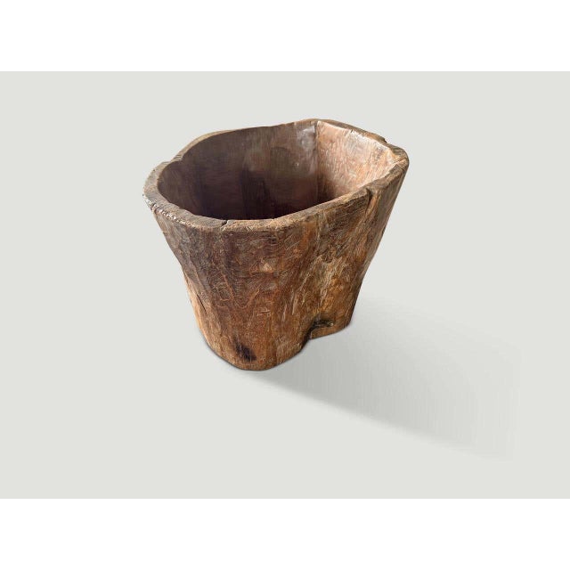 Contemporary Hand Carved Ancient Teak Wood Container For Sale - Image 3 of 7