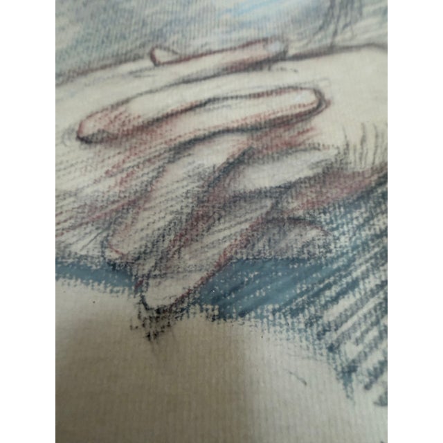 1970s Original Pastel Portrait by Barnaby Fitzgerald Framed Drawing For Sale - Image 4 of 12