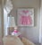 English Nursery Art: Women's Exchange Pink Cherry Dress Framed in a White Wood Shadow Box For Sale - Image 3 of 10