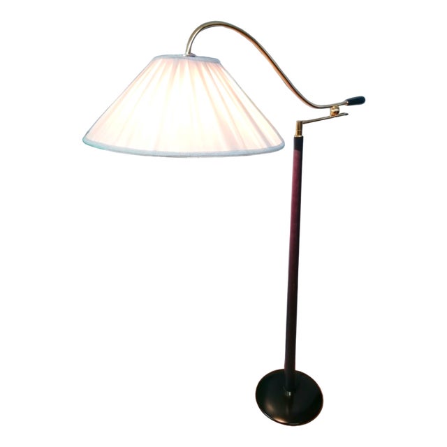Floor Lamp with Adjustable Arm and Fabric Lampshade, 1980s For Sale