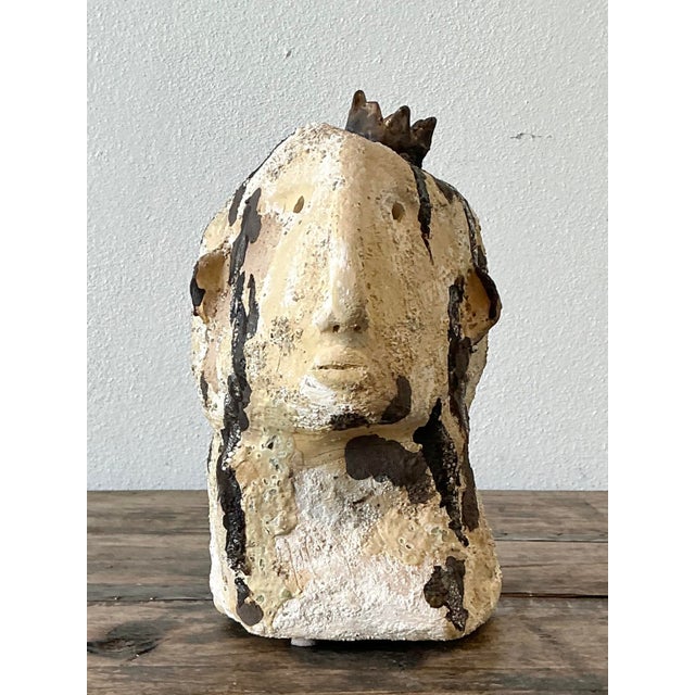 Mid-Century Modern Vintage Original Studio Pottery Bust For Sale - Image 3 of 12