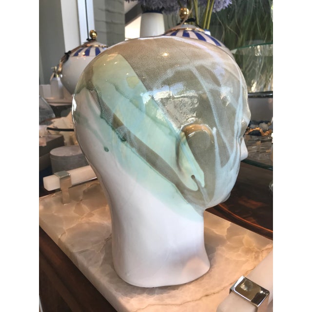 Ceramic Vintage Drip Glaze Ceramic Head Figure For Sale - Image 7 of 8