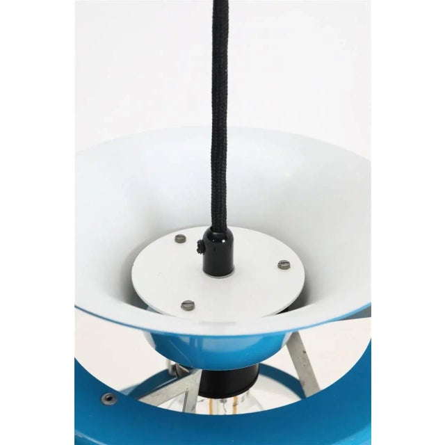 Metal Blue Danish Hanging Lamp by Erik Balslev for Fog & Mørup, 1970s For Sale - Image 7 of 18
