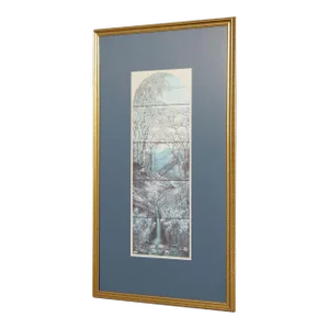 Art Nouveau Style Stained Glass Window Art Print, Custom Framed