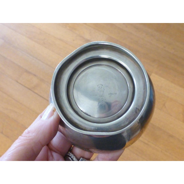 Early 20th Century 1930 Georg Jensen Pyramid Sterling Silver on Cup Tea Strainer Teaball & Sterling Rest Harold Nielsen For Sale - Image 5 of 7