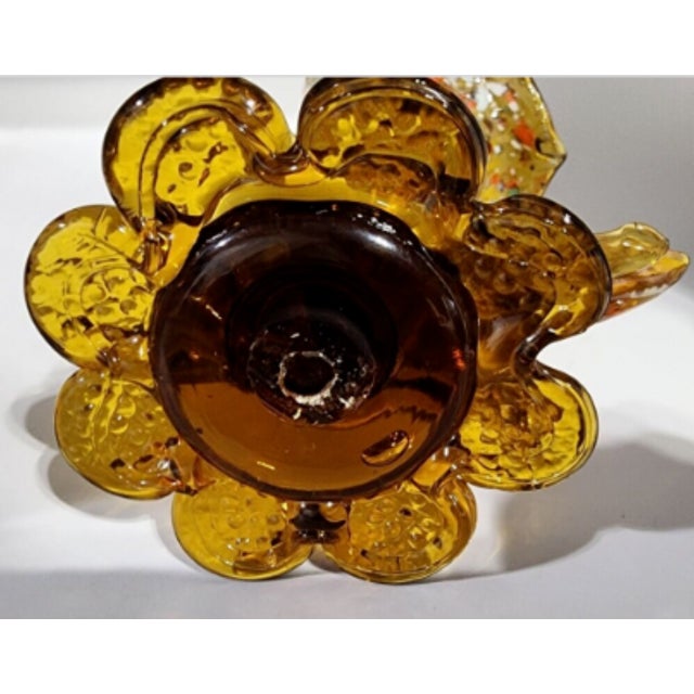Vintage Murano Amber Glass 'End of Day' Turkey Cornucopia Vase For Sale - Image 13 of 13