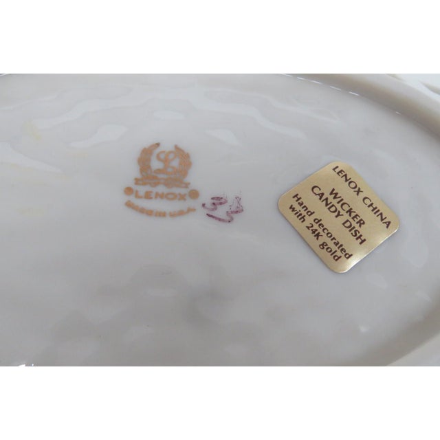 Lenox China Wicker Candy Servers Pair of 2 Porcelain Dishes 24k Gold Trim 4933b For Sale - Image 13 of 15