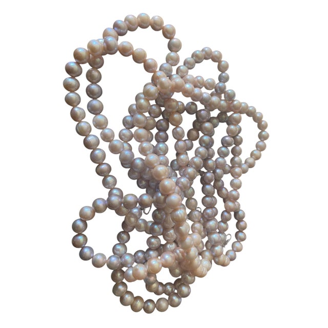 Asian Genuine Pinkish /Grayish Pearl Necklace Cultured Freshwater 17" Long For Sale - Image 3 of 10