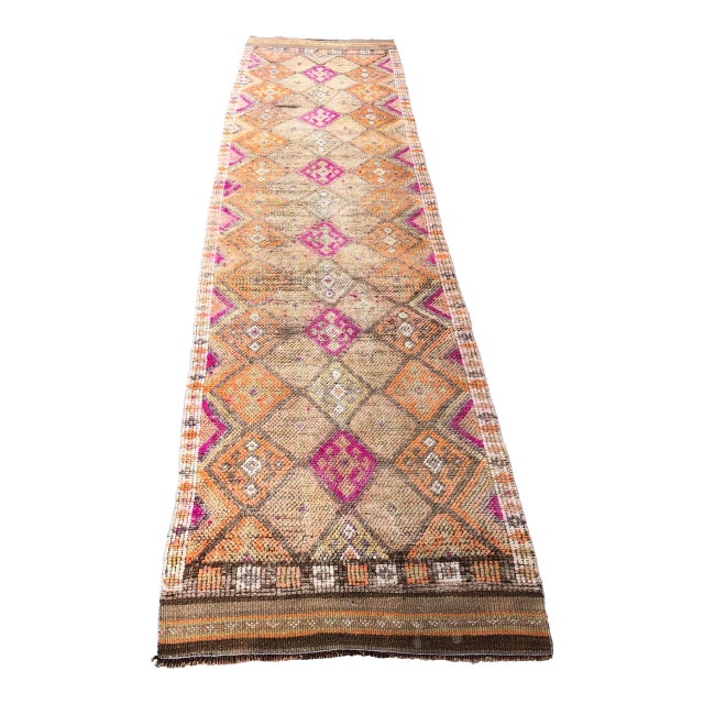 Vintage Tribal Handmade Hallway Runner- 2′10″ × 11′8″ For Sale
