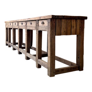 French Work Table Heavy Console Table From Lyon For Sale