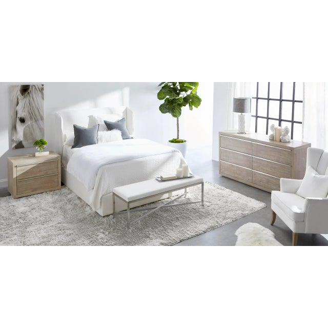 Stewart Upholstered Oak Bed, Queen For Sale In Los Angeles - Image 6 of 11