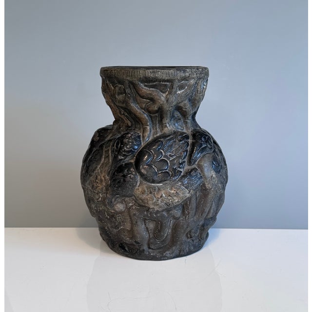 Black Antique Ceramic Art Relief Vases from Bernhard Bertram Pottery, Germany, 1890s, Set of 2 For Sale - Image 8 of 18