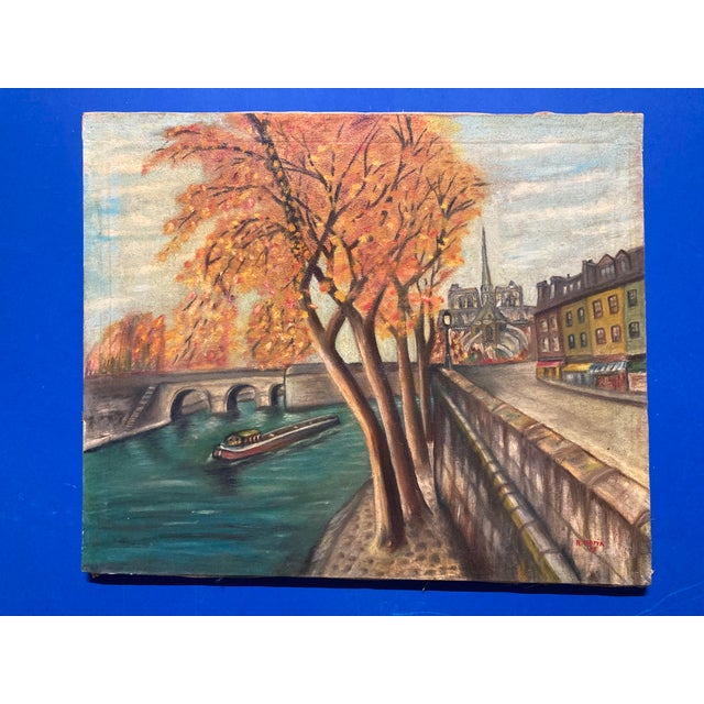 Robert Louis Morin, The Quays of Notre-Dame de Paris, 1966, Oil on Canvas For Sale - Image 14 of 14