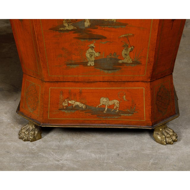 19th Century English Victorian Red Lacquer Cellarettes with Chinoiseries - a Pair For Sale - Image 10 of 12