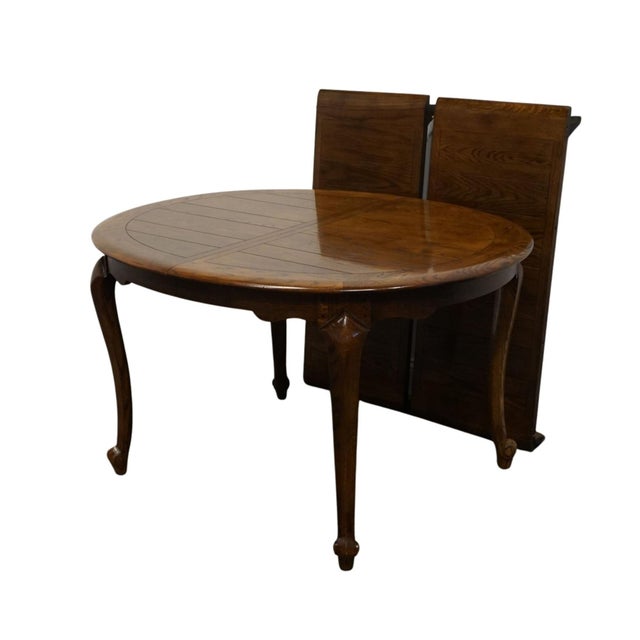 Brown High End Vintage Solid Oak Early American Traditional 88" Oval Dining Table For Sale - Image 8 of 11