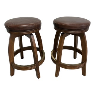 Pair of Bar Stools With Leather Seats, 20th Century For Sale