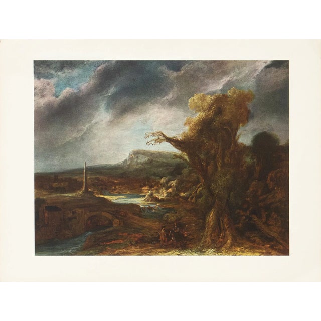An excellent reproduction full-color print after painting "Landscape with an Obelisk" (1638) by Rembrandt Van Rijn. Comes...