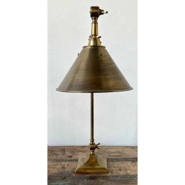 Contemporary Vintage Boho Burnished Brass Lamp For Sale - Image 3 of 10