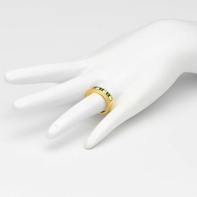 2000 - 2009 18KY Diamond(0.48) & Emerald(0.24) Ring, size 5.75 For Sale - Image 5 of 5