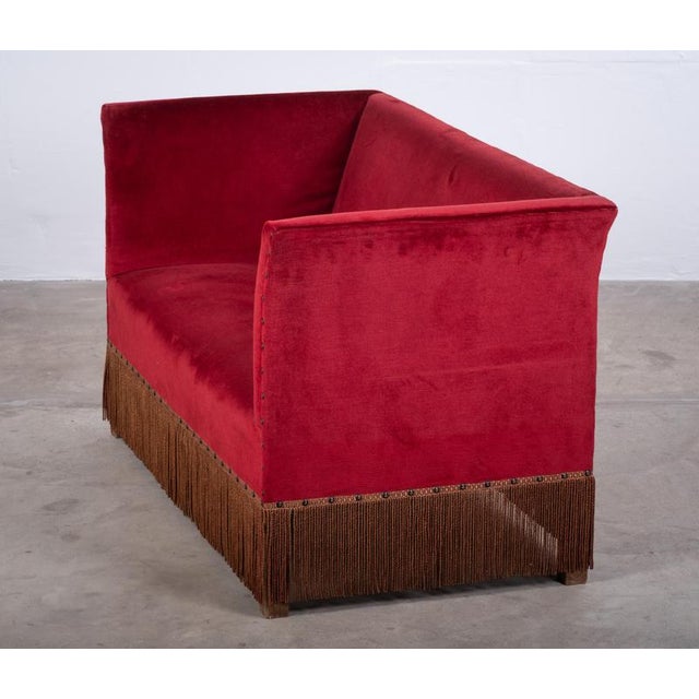 Danish Red Velvet Sofa and Lounge Chair Set, 1950s For Sale - Image 6 of 15