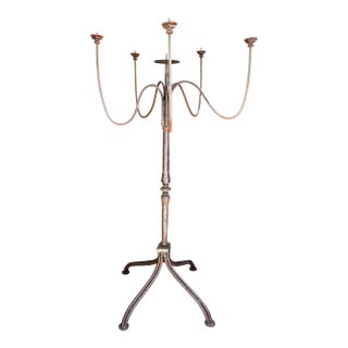 Late 20th Century Monumental Cast Iron Candelabra Candle Holder - Garden Art Sculpture - Outdoor Decor For Sale
