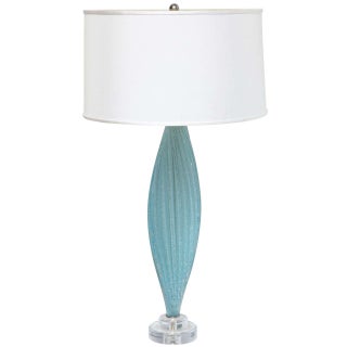 Mid-Century Blue Murano Glass Lamp For Sale