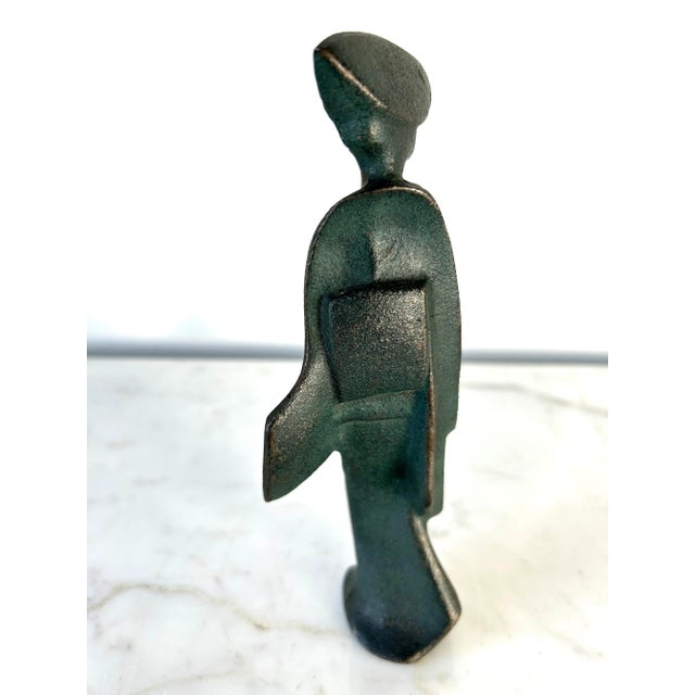 1950s 1950s Brutalist Bronze Finish Cast Iron Figures of Japanese Geishas Statuettes - Set of 3 For Sale - Image 5 of 10